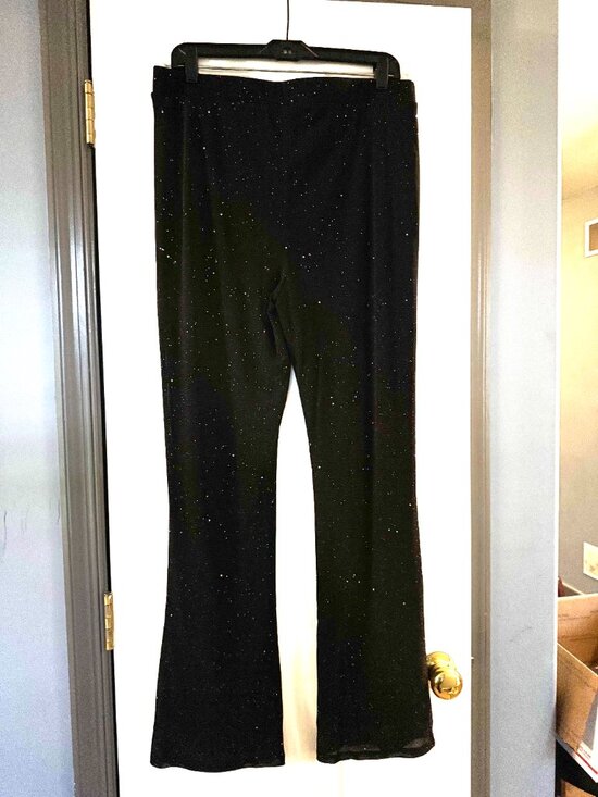 Madden NYC Size L Black Mesh Glitter Overlay Fully Lined Slacks/Pants EUC - Picture 4 of 4